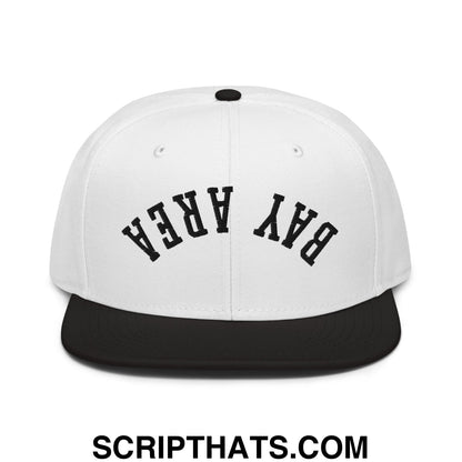 Upside Down Bay Area Basketball Embroidered Flat Brim Bill Snapback Hat Black White White