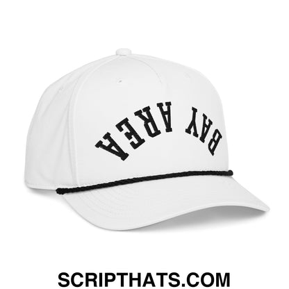 Upside Down Bay Area Embroidered 5 Panel Rope Hat White Black