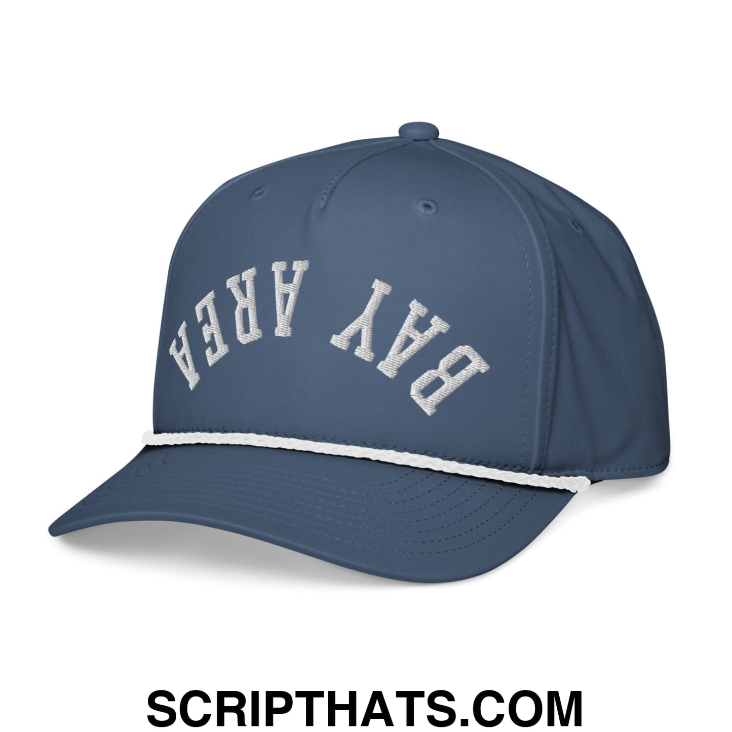 Upside Down Bay Area Embroidered 5 Panel Rope Hat Light Blue White