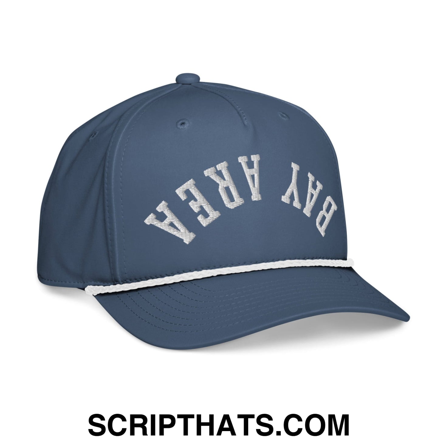 Upside Down Bay Area Embroidered 5 Panel Rope Hat Light Blue White