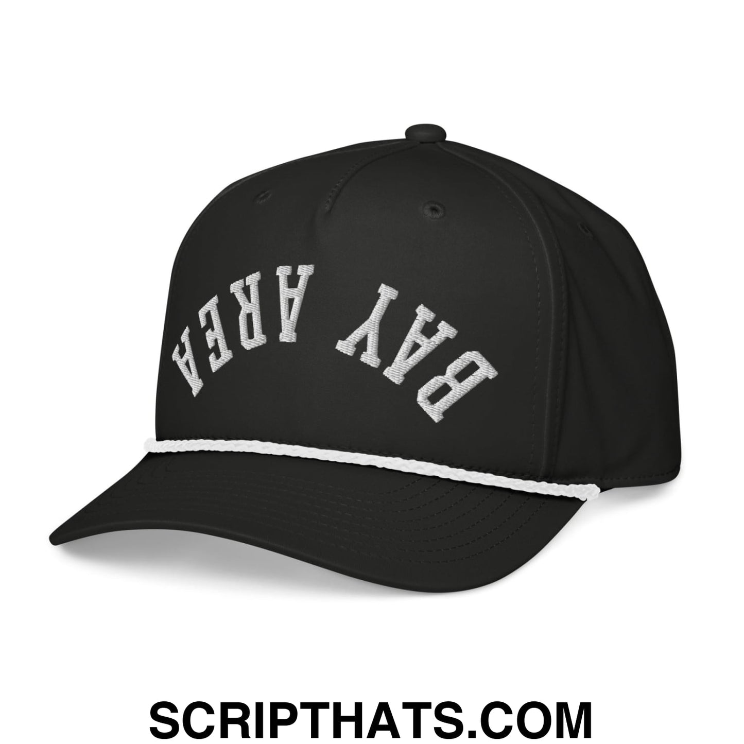 Upside Down Bay Area Embroidered 5 Panel Rope Hat Black White