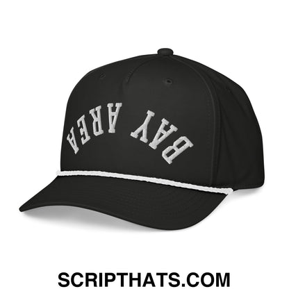 Upside Down Bay Area Embroidered 5 Panel Rope Hat Black White