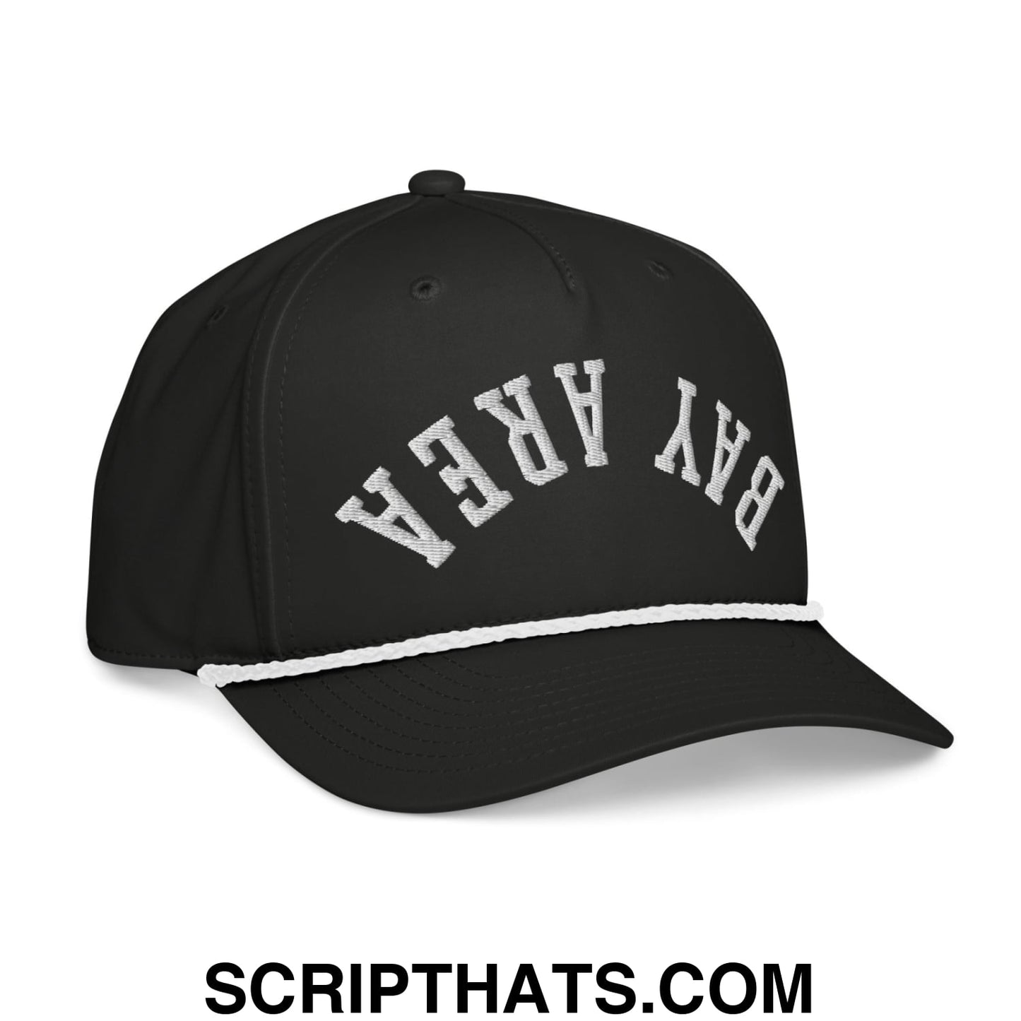 Upside Down Bay Area Embroidered 5 Panel Rope Hat Black White