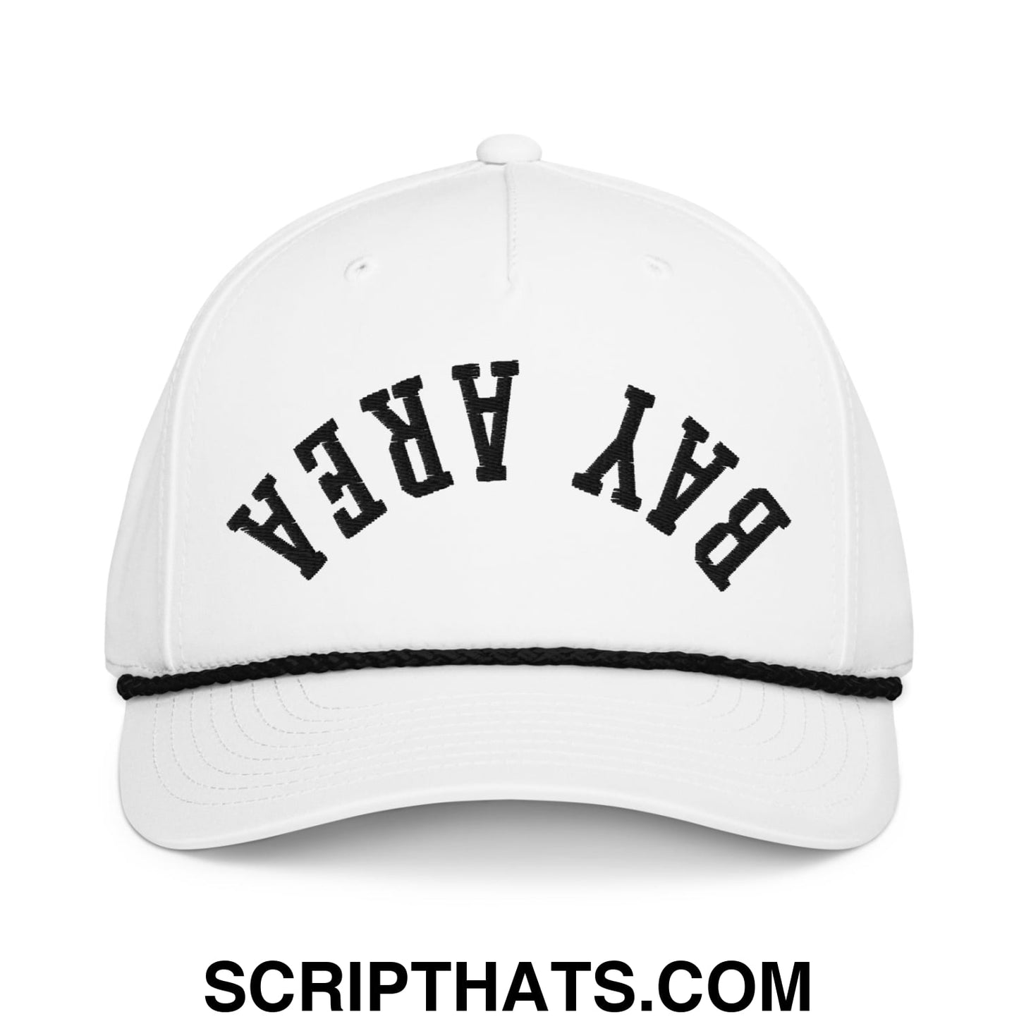 Upside Down Bay Area Embroidered 5 Panel Rope Hat White Black