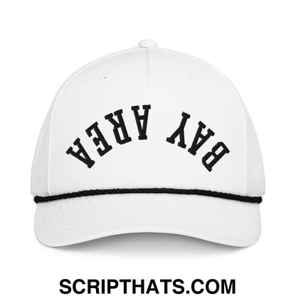 Upside Down Bay Area Embroidered 5 Panel Rope Hat White Black