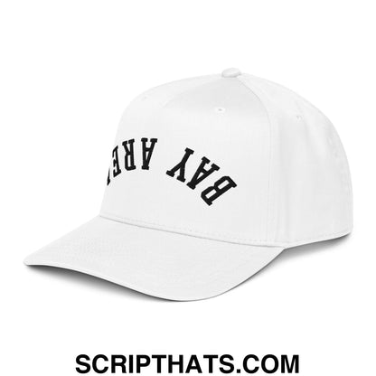 Upside Down Bay Area Embroidered Baseball Snapback Hat White