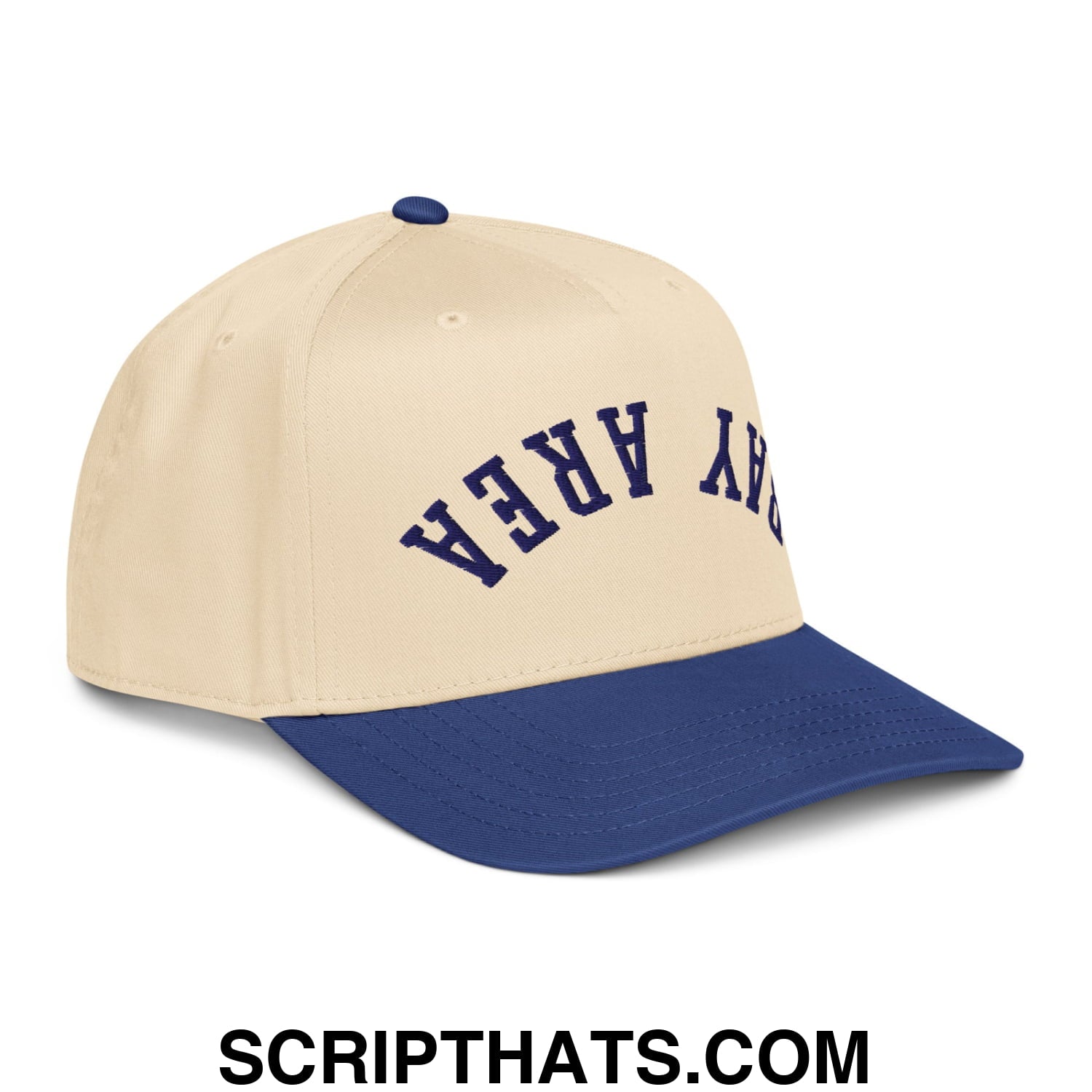 Upside Down Bay Area Embroidered Baseball Snapback Hat Royal Natural