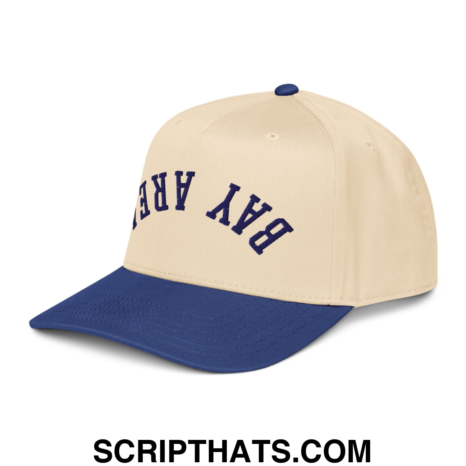 Upside Down Bay Area Embroidered Baseball Snapback Hat Royal Natural