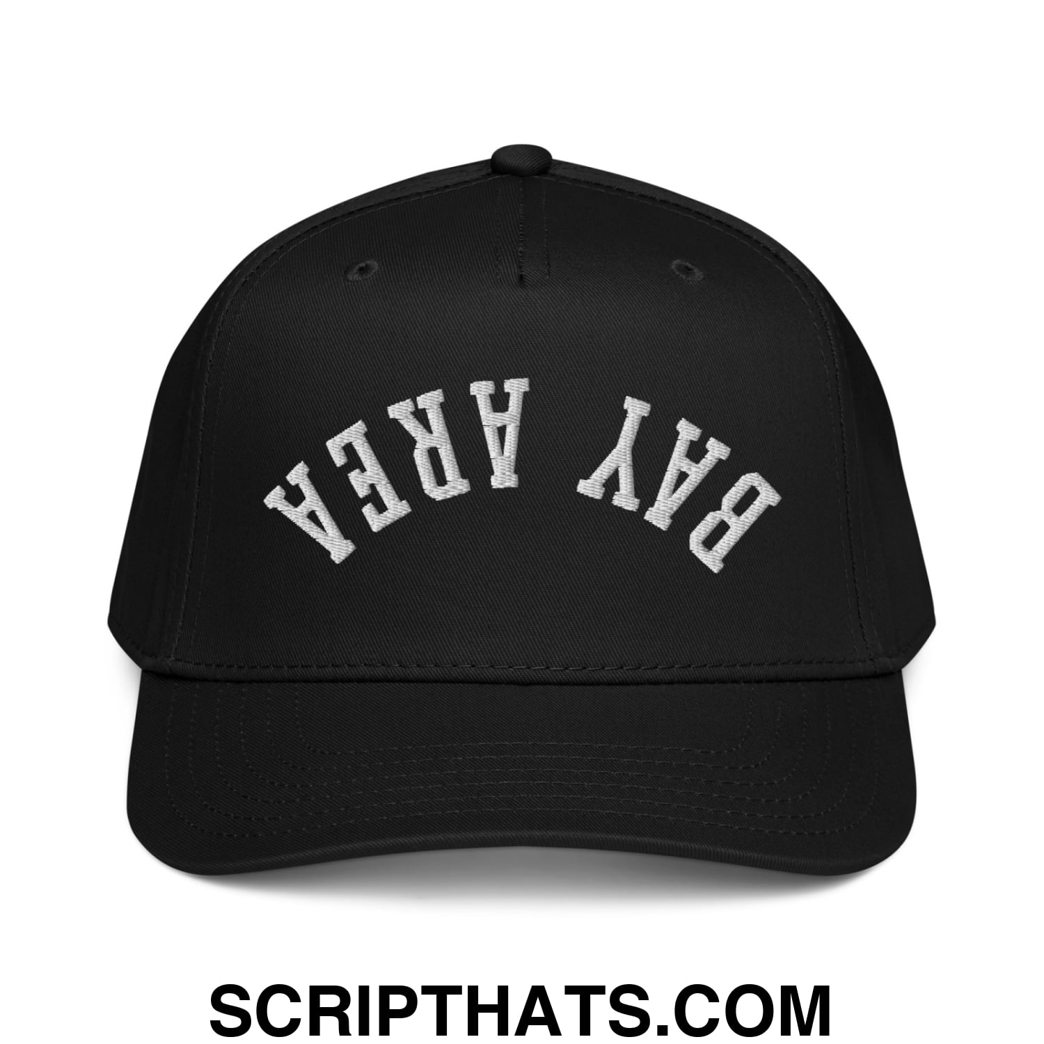 Upside Down Bay Area Embroidered Baseball Snapback Hat Black