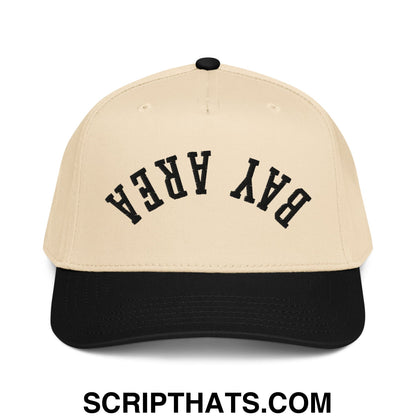 Upside Down Bay Area Embroidered Baseball Snapback Hat Black Natural