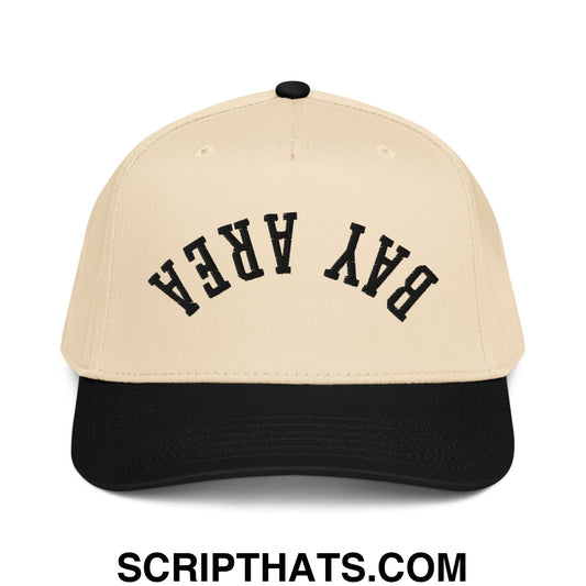 Upside Down Bay Area Embroidered Baseball Snapback Hat Black Natural