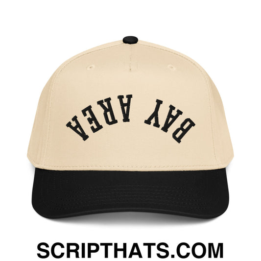 Upside Down Bay Area Embroidered Baseball Snapback Hat Black Natural
