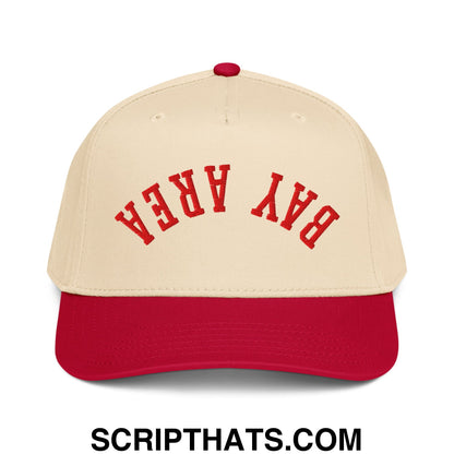 Upside Down Bay Area Embroidered Baseball Snapback Hat Red Natural