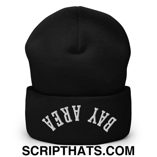 Upside Down Bay Area Embroidered Cuffed Knit Beanie Black