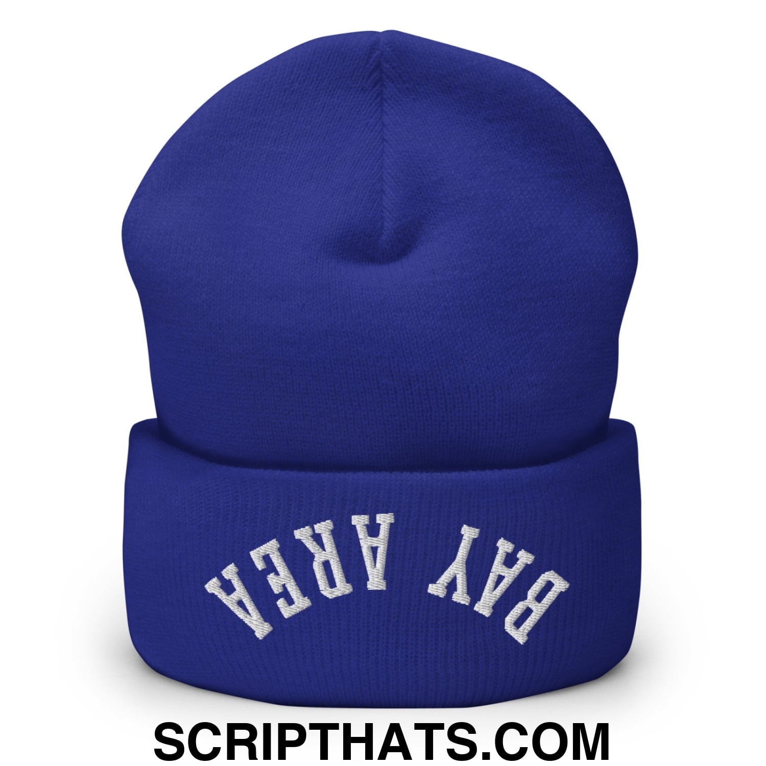 Upside Down Bay Area Embroidered Cuffed Knit Beanie Royal