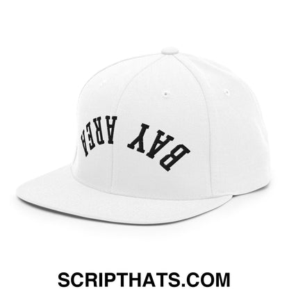 Upside Down Bay Area Embroidered Flat Bill Brim Snapback Hat White