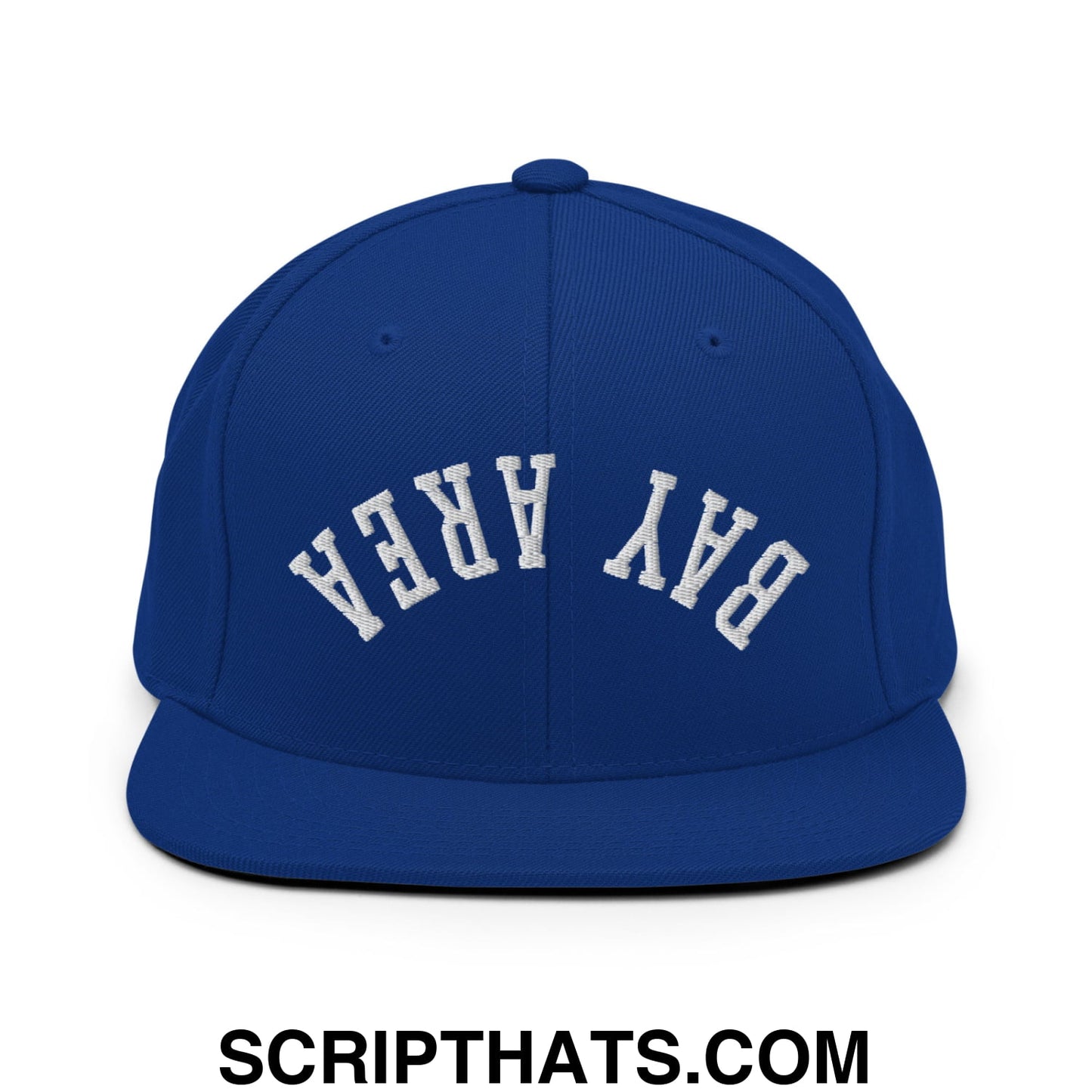 Upside Down Bay Area Embroidered Flat Bill Brim Snapback Hat Royal Blue