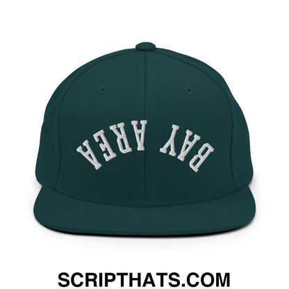 Upside Down Bay Area Embroidered Flat Bill Brim Snapback Hat Spruce