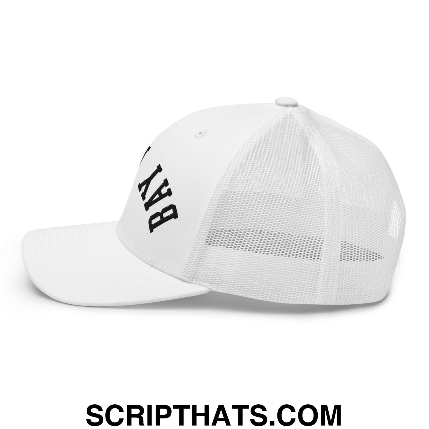Upside Down Bay Area Embroidered Mesh Trucker Hat White