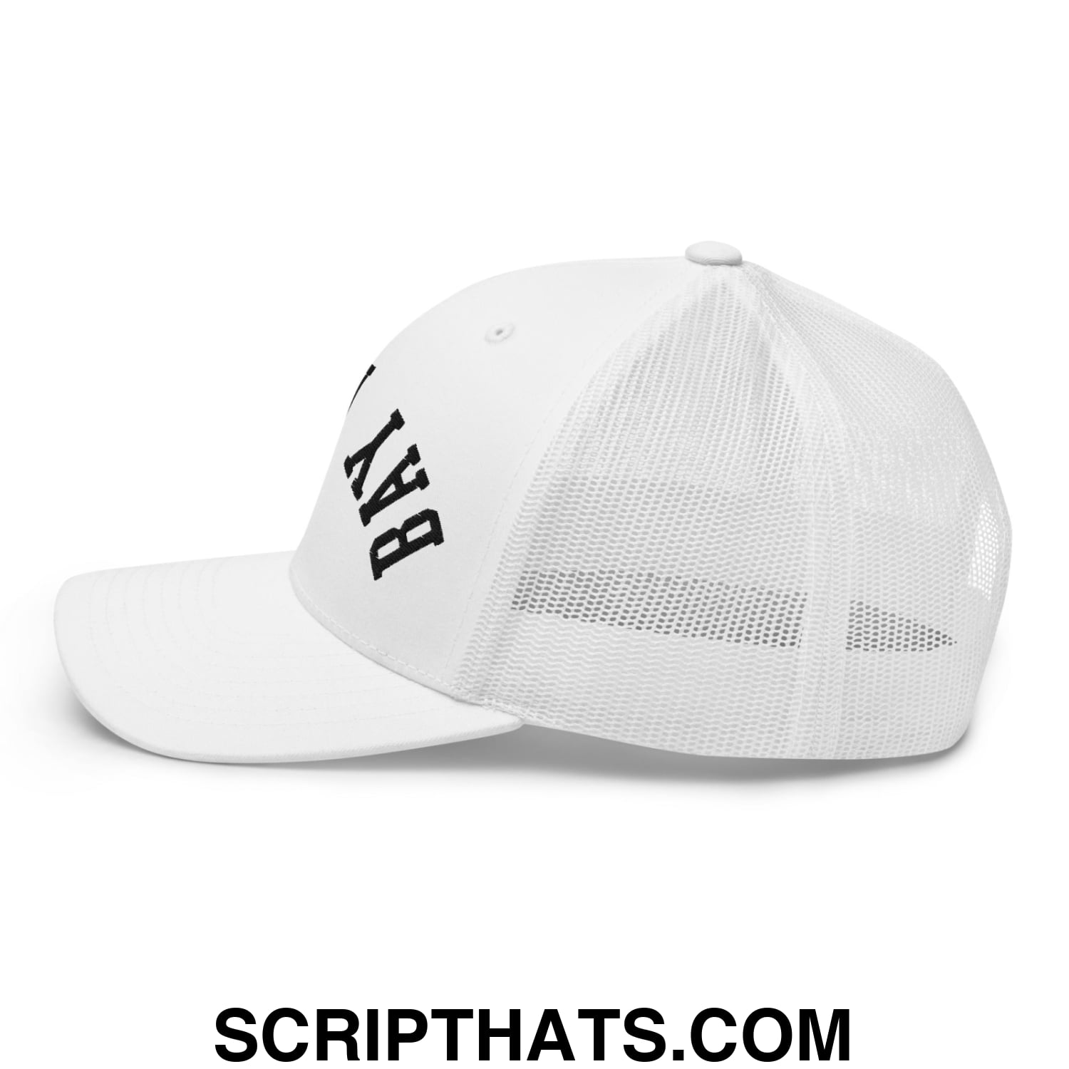 Upside Down Bay Area Embroidered Mesh Trucker Hat White