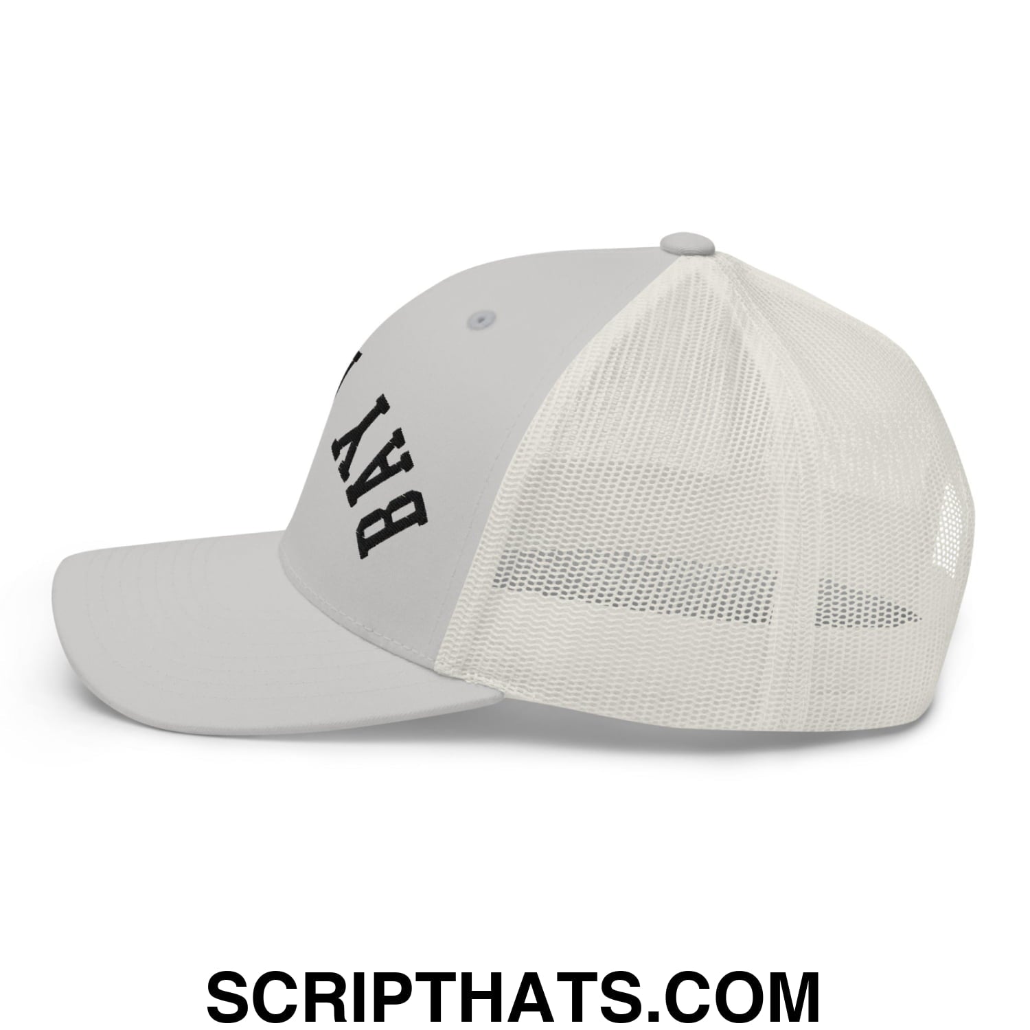 Upside Down Bay Area Embroidered Mesh Trucker Hat Silver