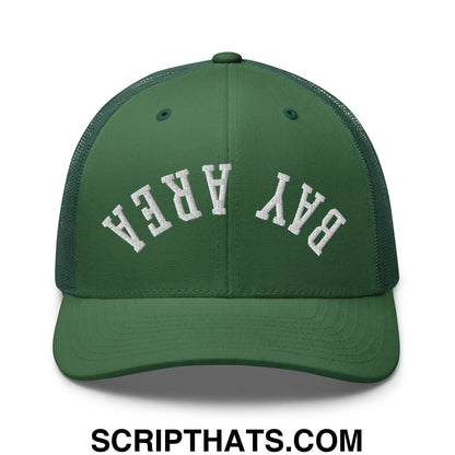 Upside Down Bay Area Embroidered Mesh Trucker Hat Evergreen