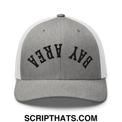 Upside Down Bay Area Embroidered Mesh Trucker Hat Heather Grey White