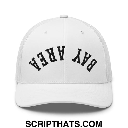 Upside Down Bay Area Embroidered Mesh Trucker Hat White