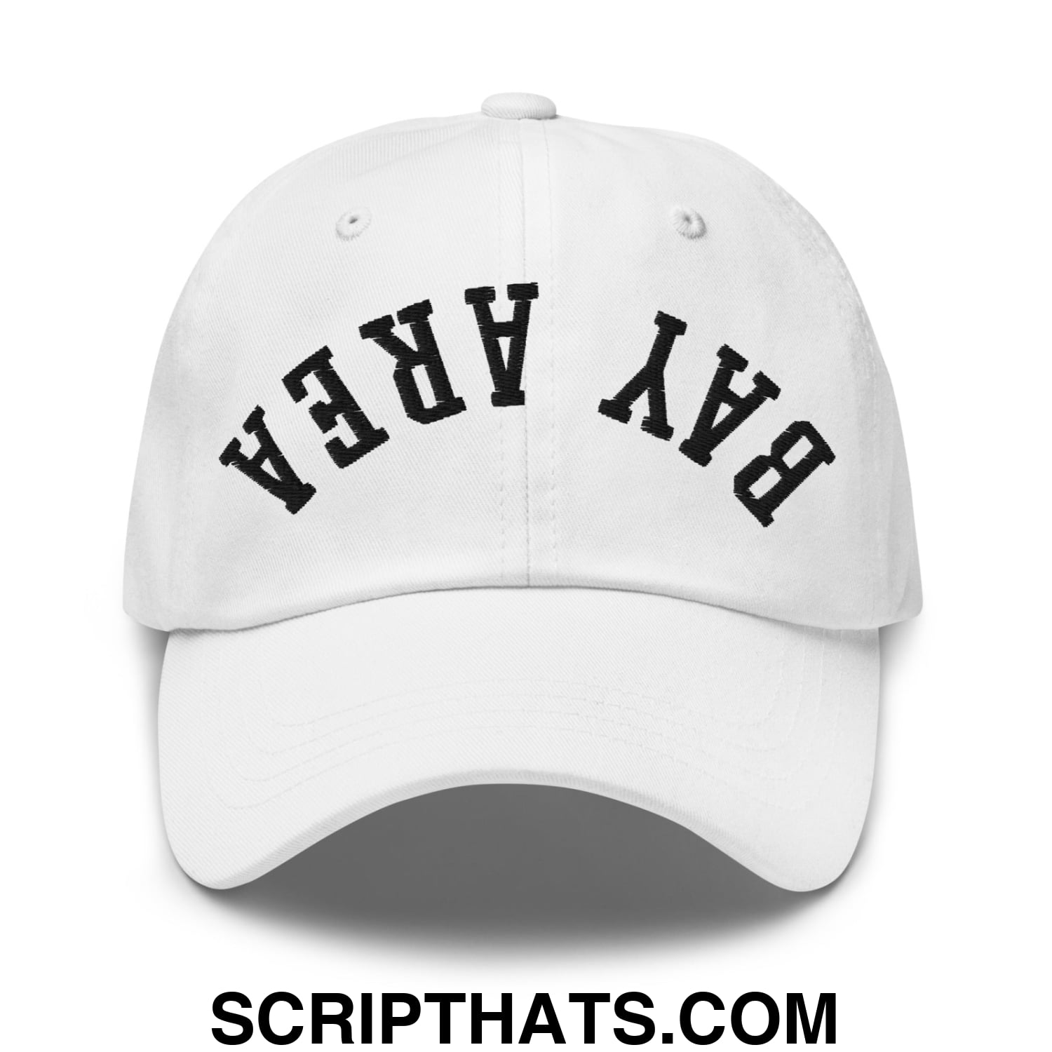 Upside Down Bay Area Embroidered Unstructured Dad Hat White