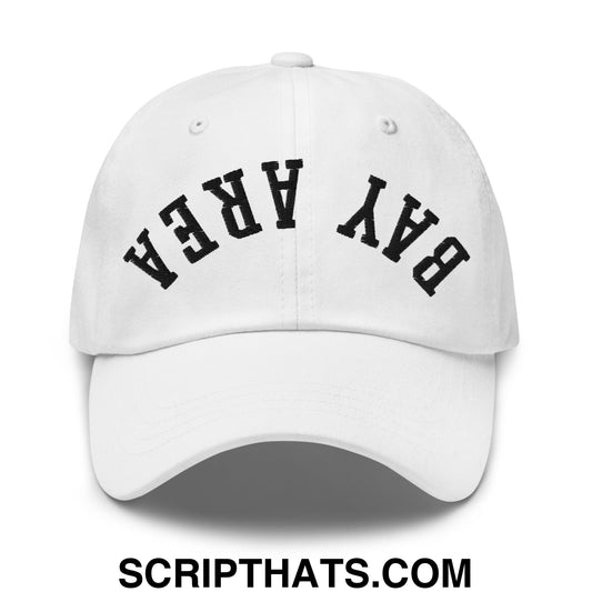 Upside Down Bay Area Embroidered Unstructured Dad Hat White