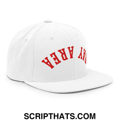 Upside Down Bay Area Football Embroidered Flat Bill Brim Snapback Hat White