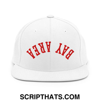 Upside Down Bay Area Football Embroidered Flat Bill Brim Snapback Hat White
