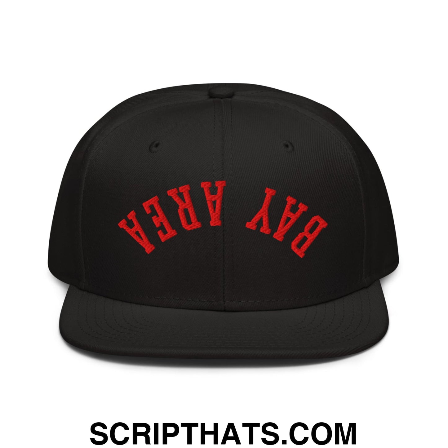 Upside Down Bay Area Football Embroidered Flat Brim Bill Snapback Hat Black