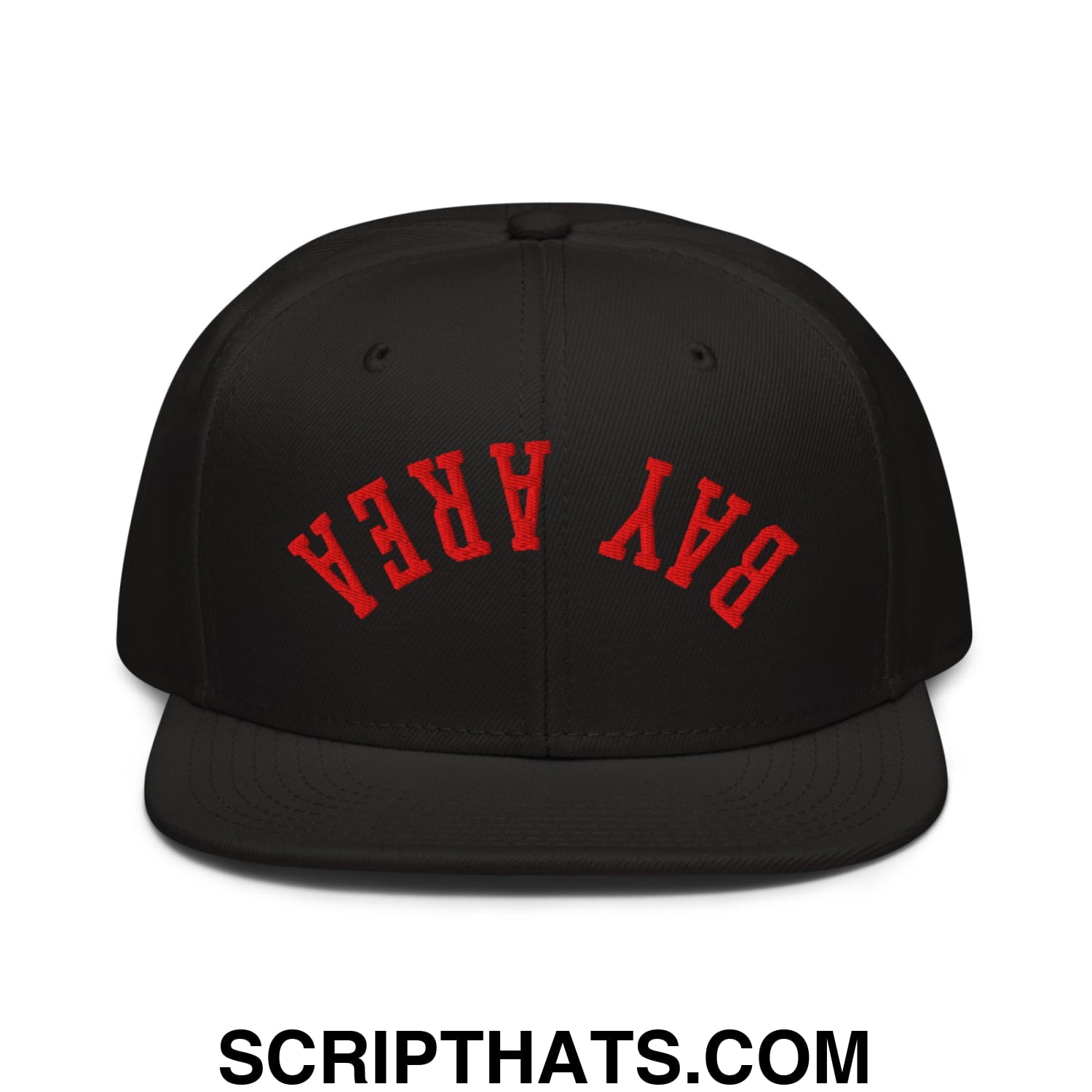 Upside Down Bay Area Football Embroidered Flat Brim Bill Snapback Hat Black