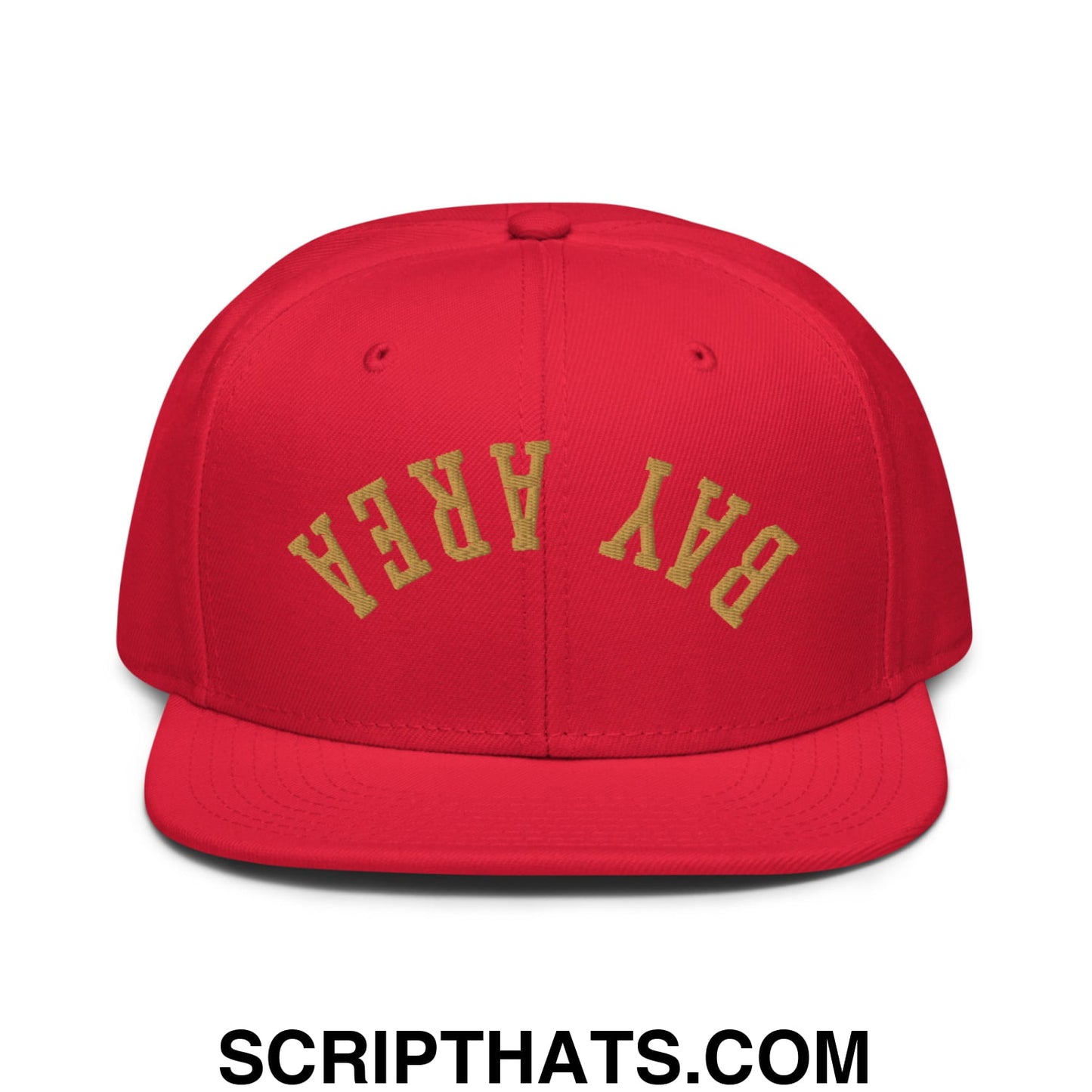 Upside Down Bay Area Football Embroidered Flat Brim Bill Snapback Hat Red