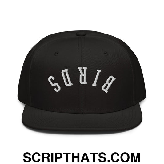 Upside Down Birds Embroidered Flat Brim Brill Snapback Hat Black