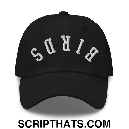 Upside Down Birds Embroidered Unstructured Dad Hat Black