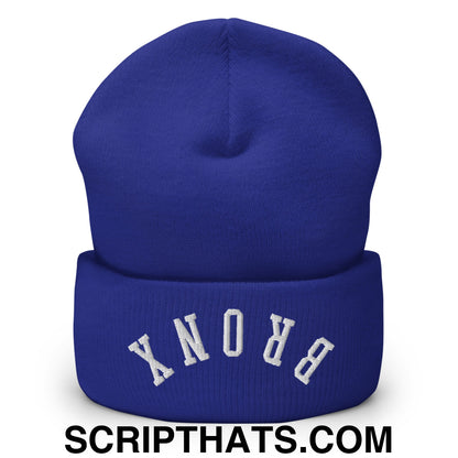 Upside Down Bronx Embroidered Cuffed Knit Beanie Royal
