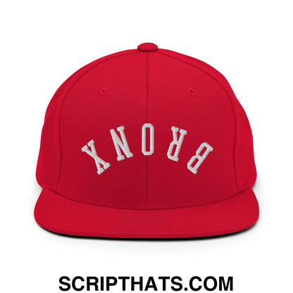 Upside Down Bronx Embroidered Flat Bill Brim Snapback Hat Red