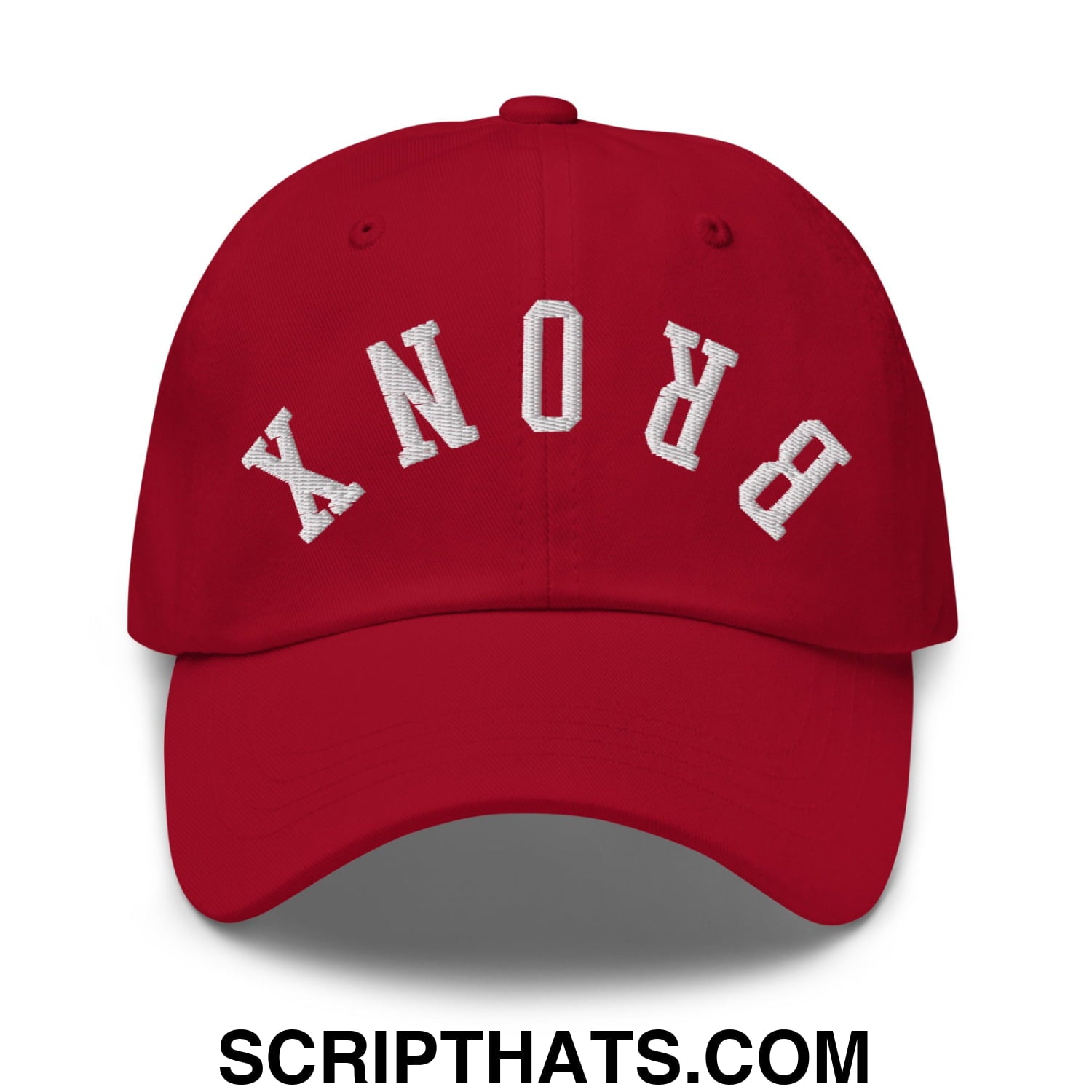 Upside Down Bronx Embroidered Unstructured Dad Hat Cranberry