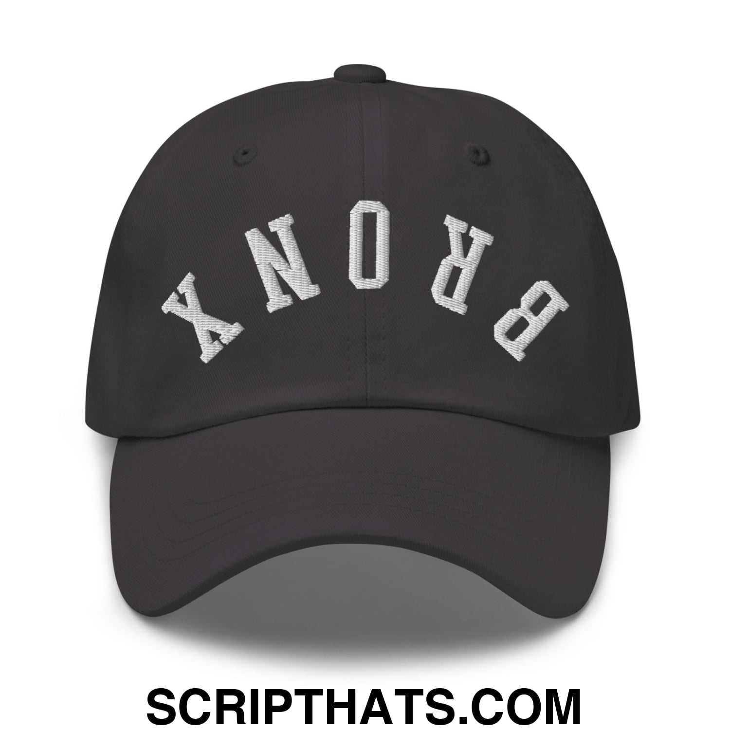 Upside Down Bronx Embroidered Unstructured Dad Hat Dark Grey