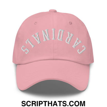 Upside Down Cardinals Embroidered Unstructured Dad Hat Pink