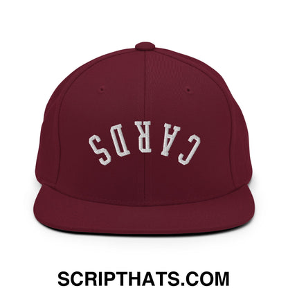 Upside Down Cards Embroidered Flat Bill Brim Snapback Hat Maroon
