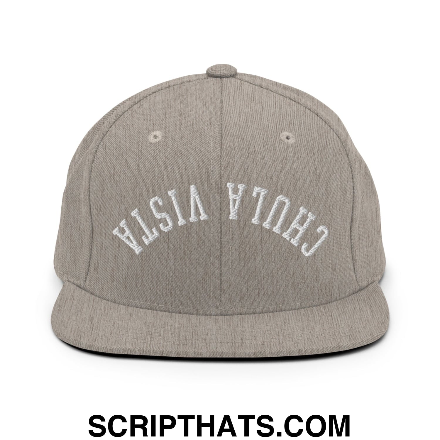 Upside Down Chula Vista Embroidered Flat Bill Brim Snapback Hat Heather Grey