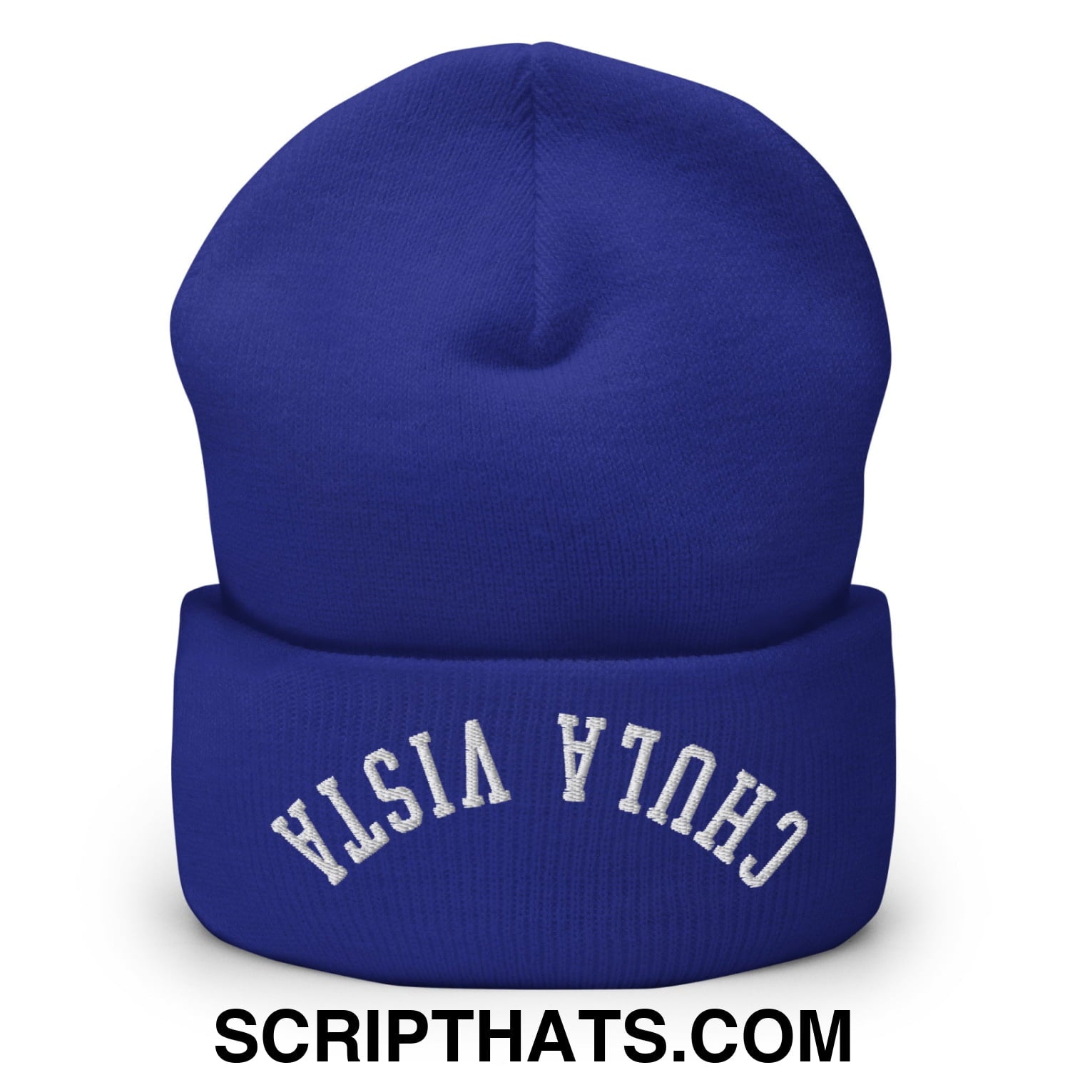 Upside Down Chula Vista Embroidered Knit Cuffed Beanie Royal