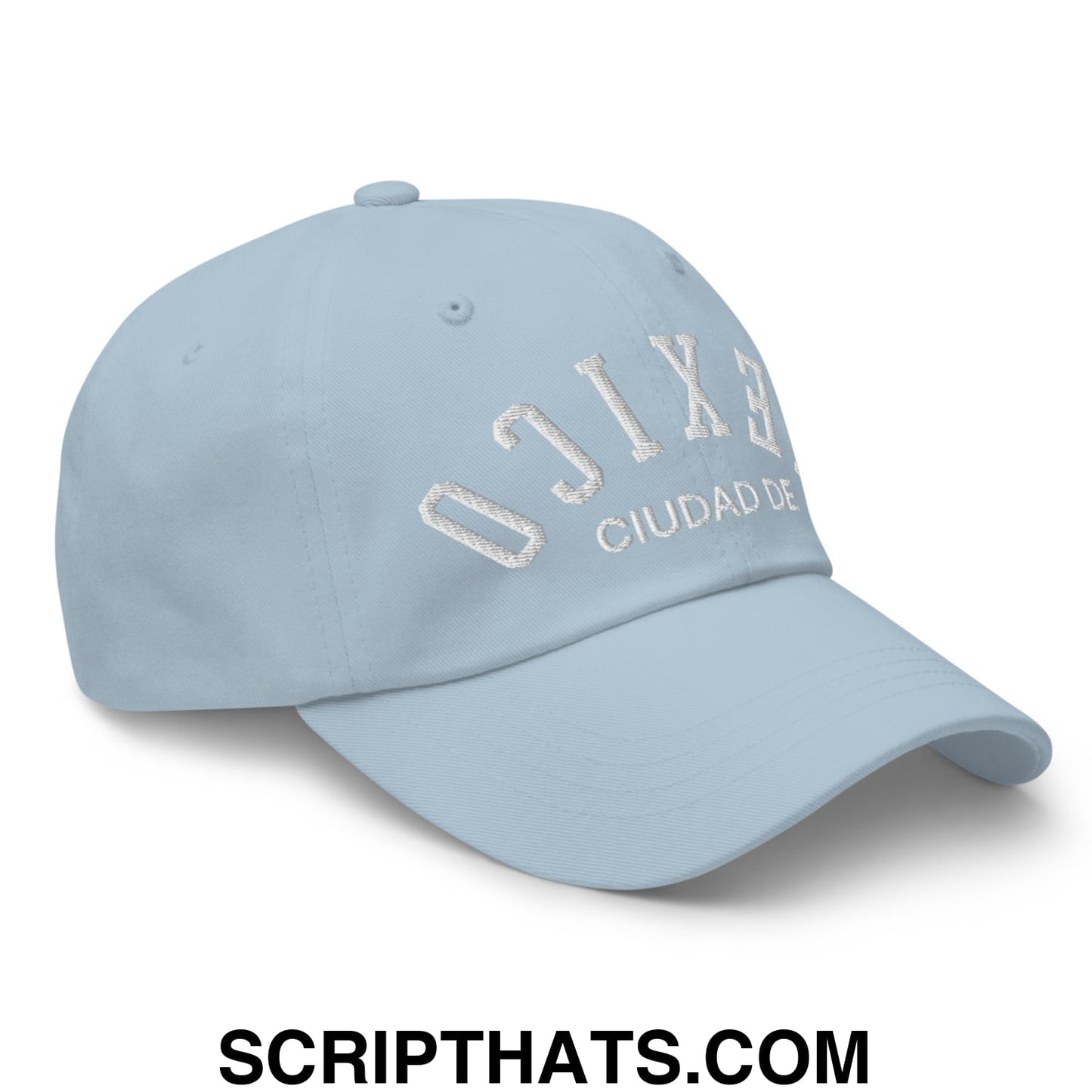 Upside Down Ciudad De Mexico Embroidered Unstructured Dad Hat Light Blue