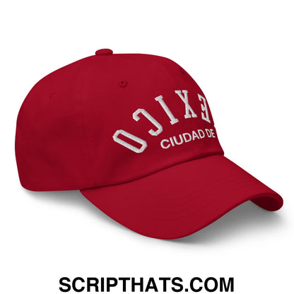 Upside Down Ciudad De Mexico Embroidered Unstructured Dad Hat Cranberry