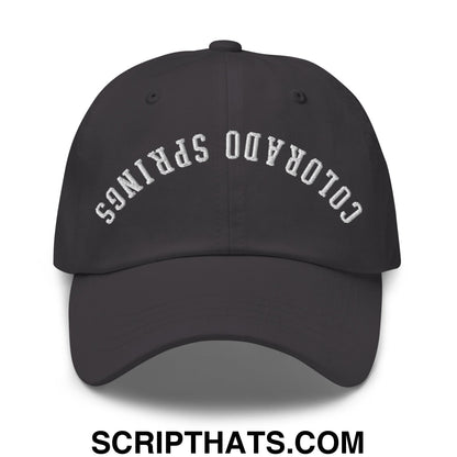 Upside Down Colorado Springs Embroidered Unstructured Dad Hat Dark Grey