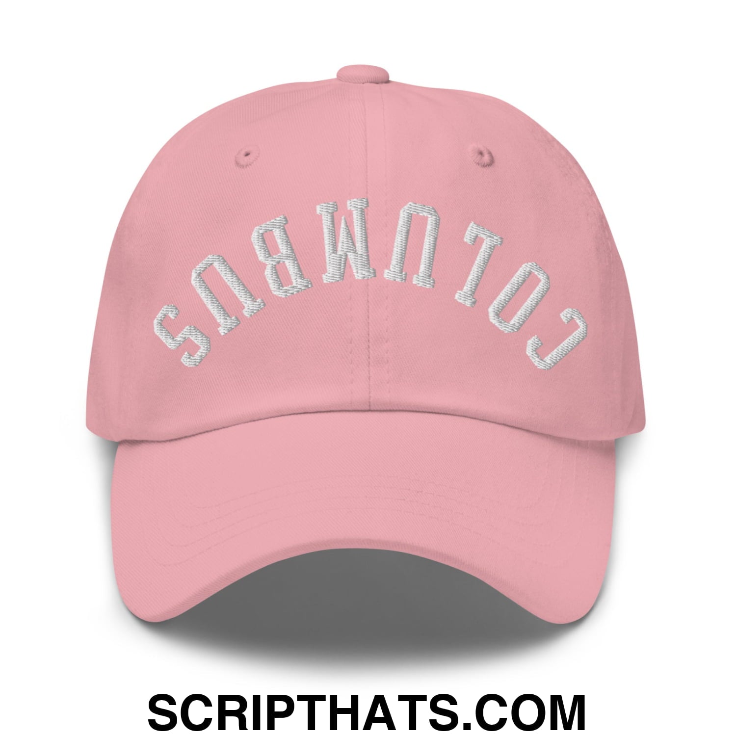 Upside Down Columbus Embroidered Unstructured Dad Hat Pink