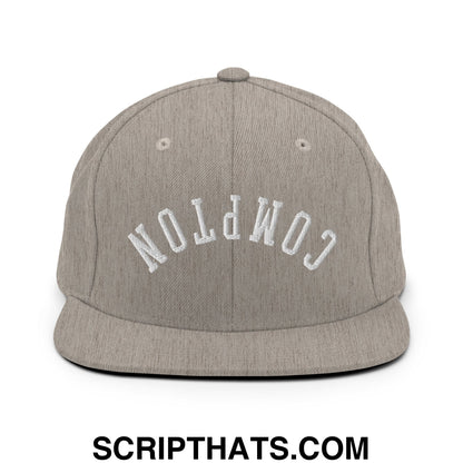 Upside Down Compton Embroidered Flat Bill Brim Snapback Hat Heather Grey